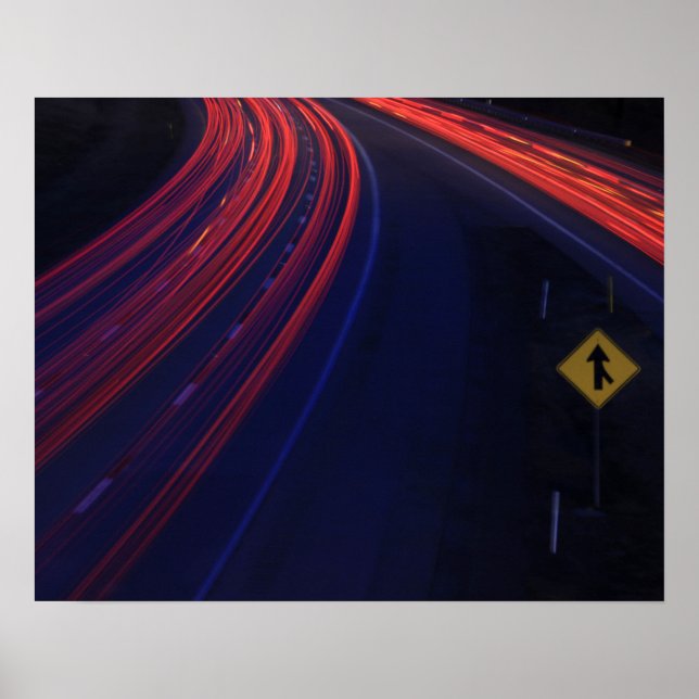 Vehicle Traffic Tail Light Trails Poster (Front)