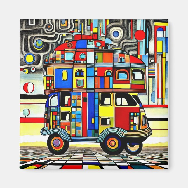 Vehicles on wheels 7 magnet (Front)