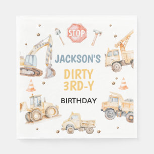 Vehicles Yellow Construction Dirty 3rdy Birthday Napkin
