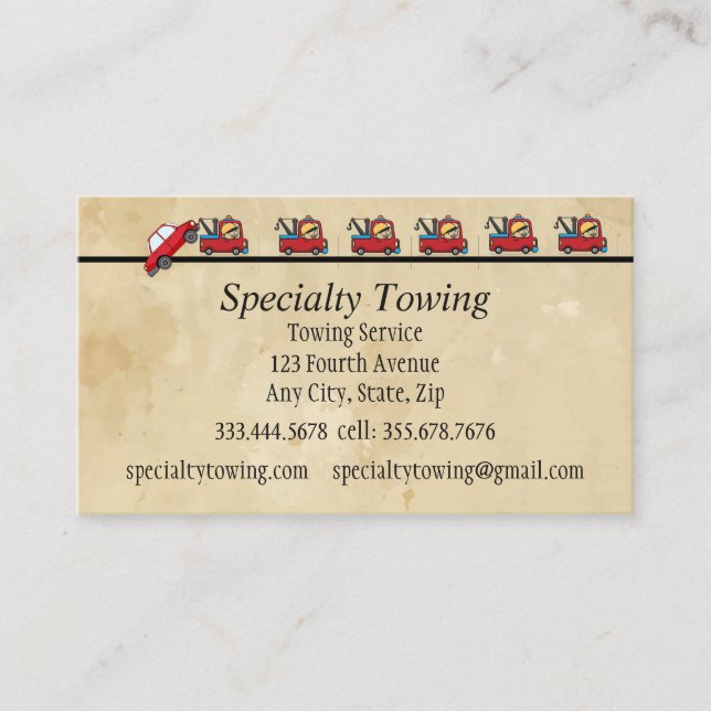 VehicleTowing Roadside Assistance Recovery Business Card (Front)