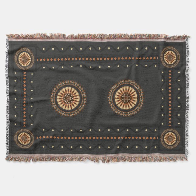 Veii Vessel: Etruscan Bucchero Woven Throw Blanket (Front)