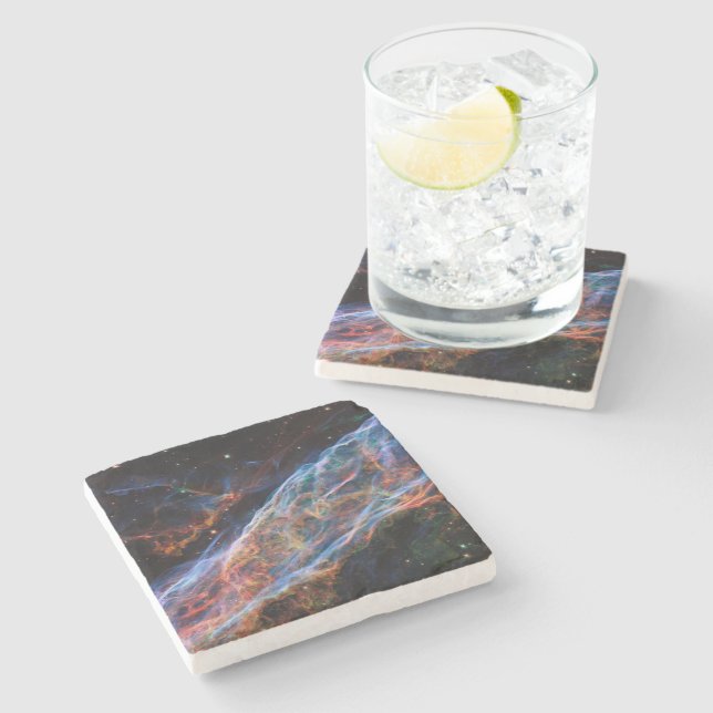 Veil Nebula Supernova Remnants Hubble Telescope Stone Coaster (Side)
