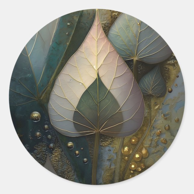 Veil of Leaves | botanical Design Classic Round Sticker (Front)