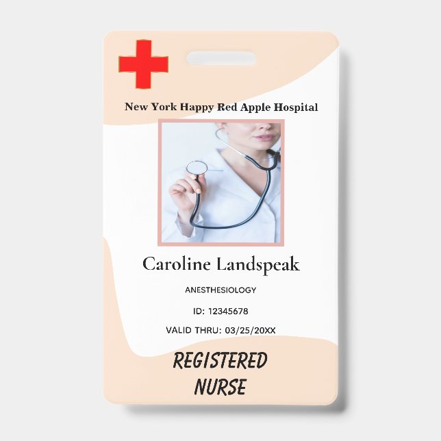 Veiled Rose Employee Photo Logo for Hospital Nurse ID Badge (Front)
