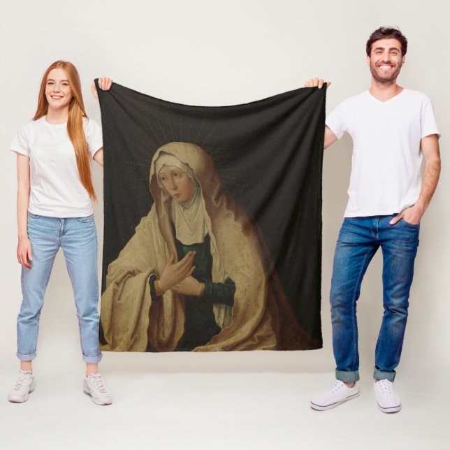 Veiled Virgin Mary (by Lucas van Leyden) Fleece Blanket (In Situ)