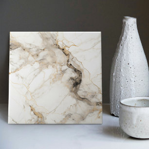 Vein of Gold Faux Marble Intricate Accent Tile