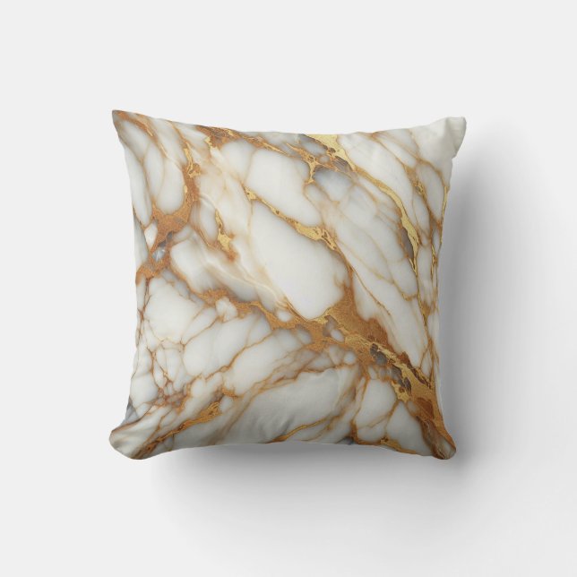Veins of Elegance: Calacatta Gold Marble Texture Cushion (Front)