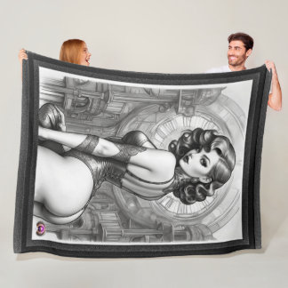 Velaria Retro Age Pin Up Girl Portrait Fleece Blanket