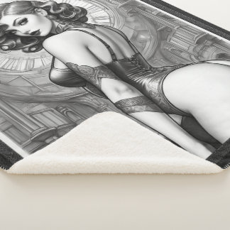 Velaria Retro Age Pin Up Girl Portrait Sherpa Blanket