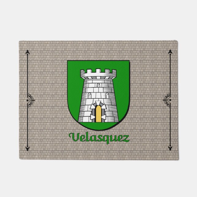 Velasquez Historical Shield on Cobblestone Doormat (Front)