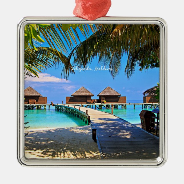 Veligandu, Maldives tropical scene, Metal Tree Decoration (Front)