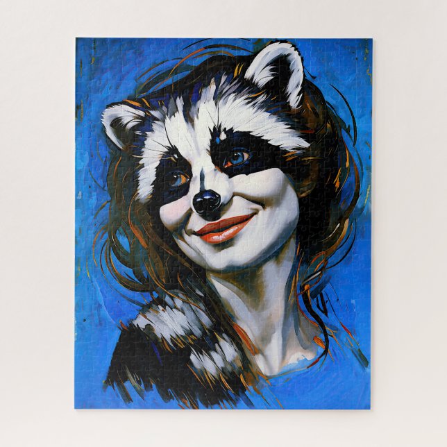 “Velka Teyani”  Whispering Racoon Trickster  Jigsaw Puzzle (Vertical)