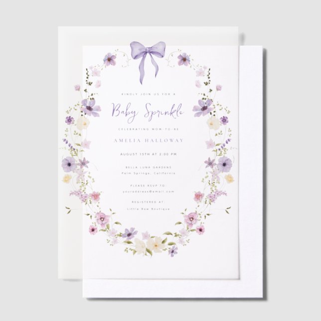 Vellum Baby Sprinkle Wildflower Invitation Overlay (Offset)