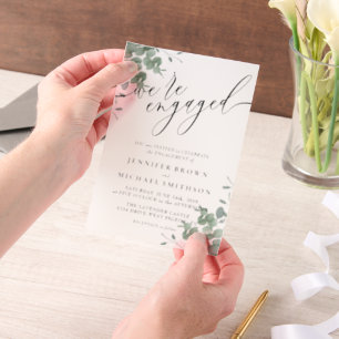 Vellum Budget Boho Eucalyptus Signature Engaged Invitations