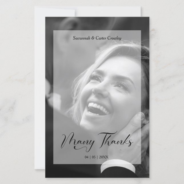 Vellum Effect Budget Wedding BW Photo Thanks  (Front)