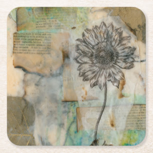 Vellum Floral I Square Paper Coaster