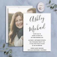Vellum Look Black Handlettered Photo Wedding