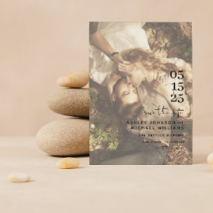Vellum Look Hand Lettered Typography Photo Save The Date