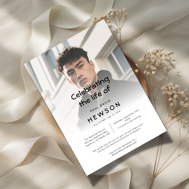 Vellum Overlay Photo Funeral Memorial Celebration  Invitation (Creator Uploaded)