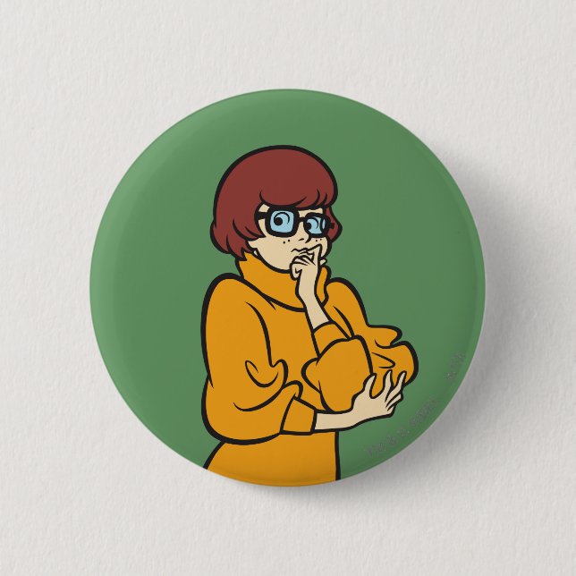 Velma Thinking 6 Cm Round Badge (Front)