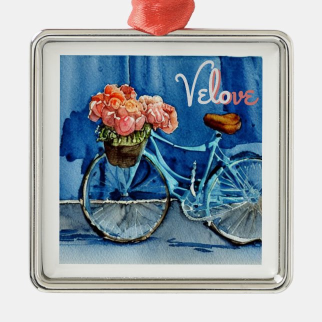 Velo Love Cycling Metal Tree Decoration (Front)