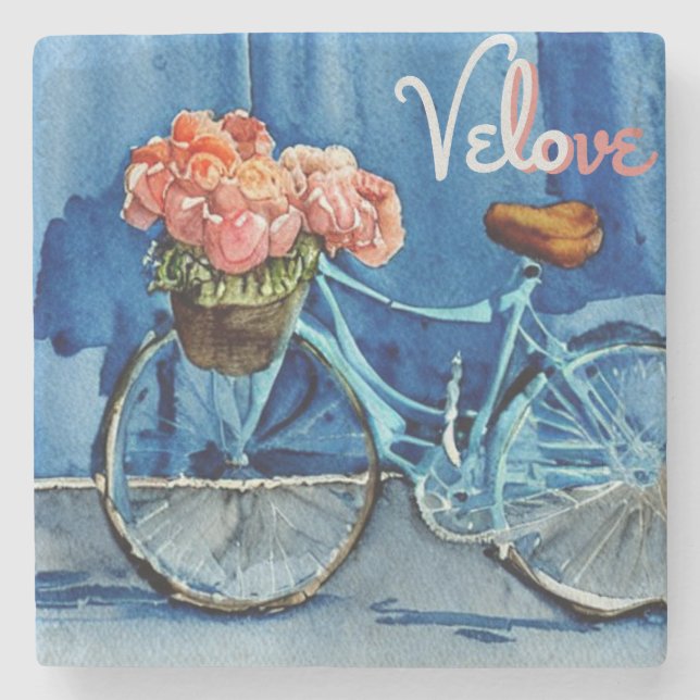 Velo Love Cycling Stone Coaster (Front)