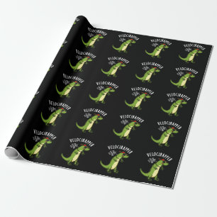 Veloci-rapper Funny Dinosaur Pun Dark BG Wrapping Paper
