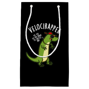 Veloci-rapper Funny Dinosaur Puns Dark BG Small Gift Bag