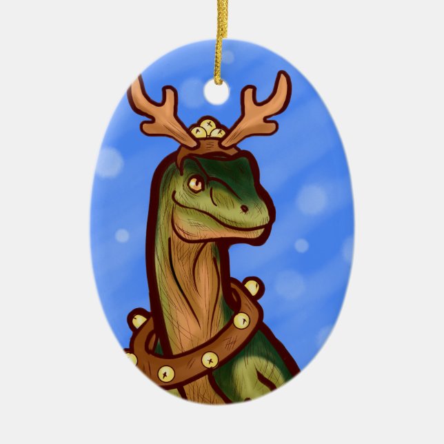 Veloci-reindeer Ceramic Tree Decoration (Front)