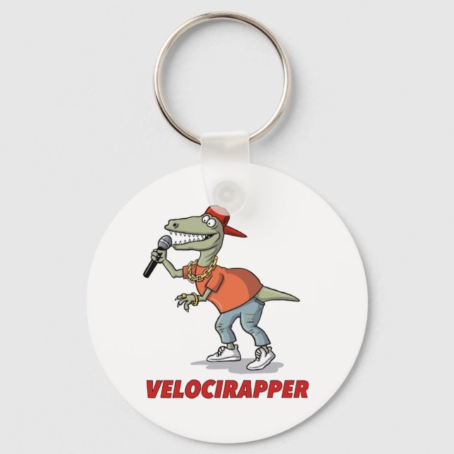 'Velocirapper' Tee Shirt. Key Ring (Front)