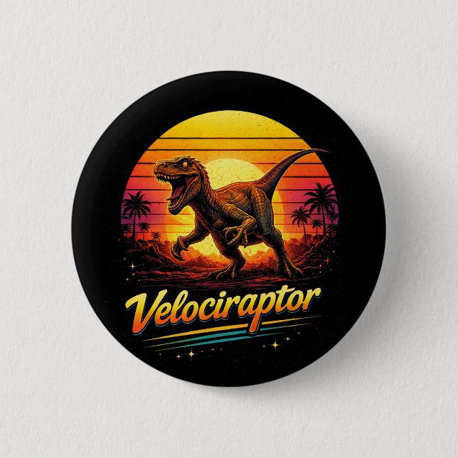 Velociraptor 6 Cm Round Badge (Front)