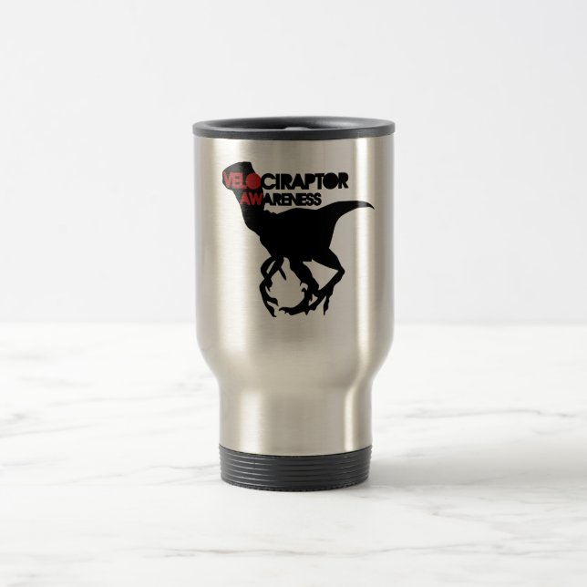 velociraptor awareness travel mug (Center)