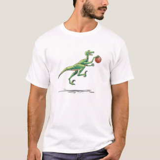 Velociraptor cartoon dinosaur basketball T-Shirt