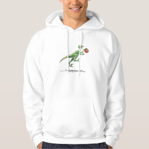 velociraptor cartoon dinosaur with basketball hoodie