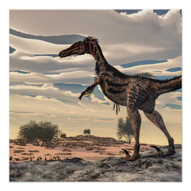 Velociraptor dinosaur - 3D render Poster (Front)