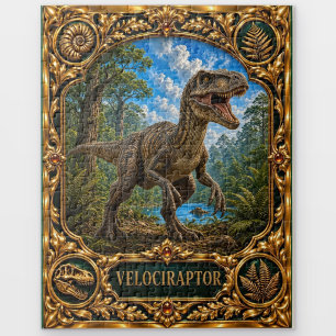 Velociraptor Dinosaur, Jewelled Heirloom Art Jigsaw Puzzle