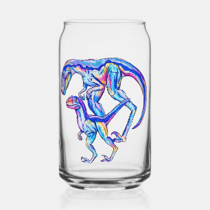 Velociraptor Dinosaur Mum & Baby Can Glass