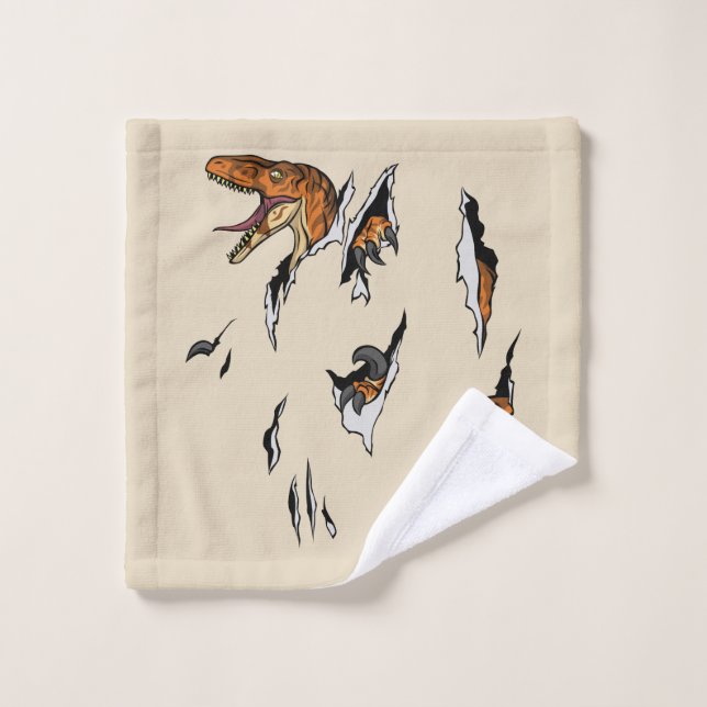 Velociraptor Escape Bath Towel Set (Wash Cloth)