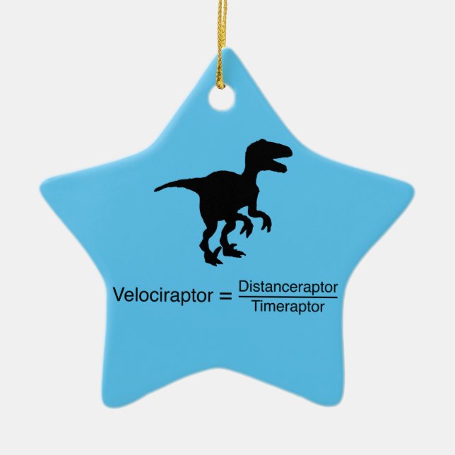 velociraptor funny science ceramic tree decoration (Front)