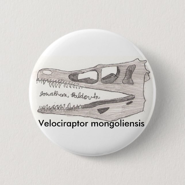 Velociraptor mongoliensis 6 cm round badge (Front)