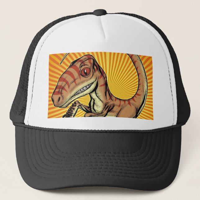 Velociraptor Raptor Dinosaur by Marco D Carillo Trucker Hat (Front)