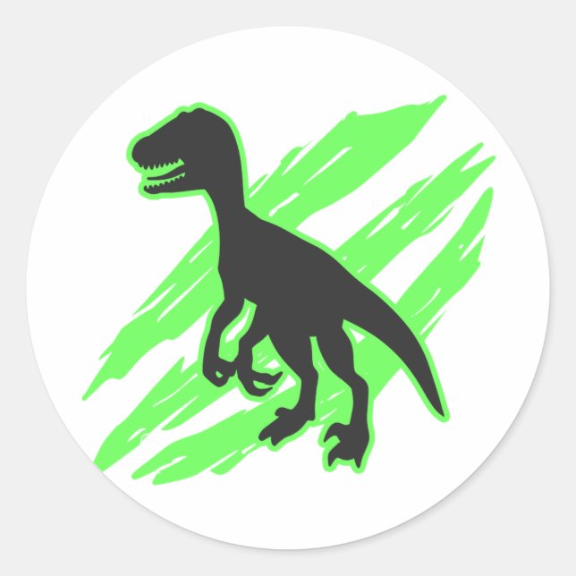 Velociraptor silhouette - Choose background colour Classic Round Sticker (Front)