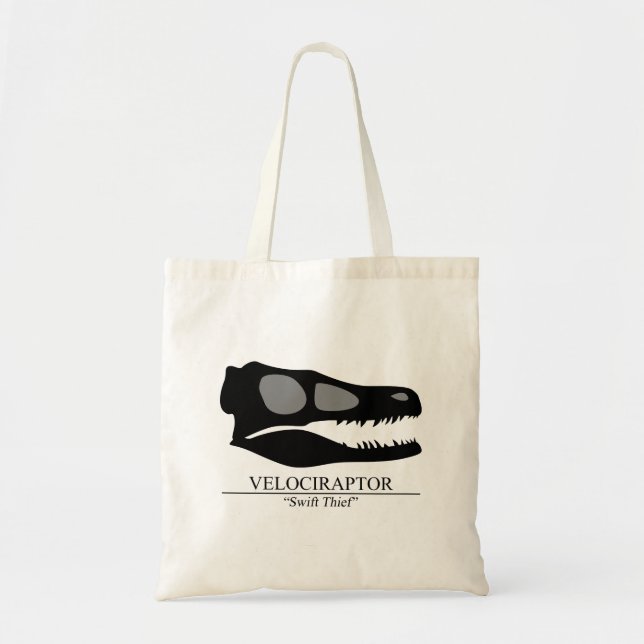 Velociraptor Skull Tote Bag (Front)