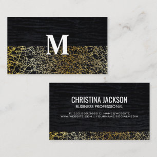 Velvet and Gold Abstract Monogram Business Card