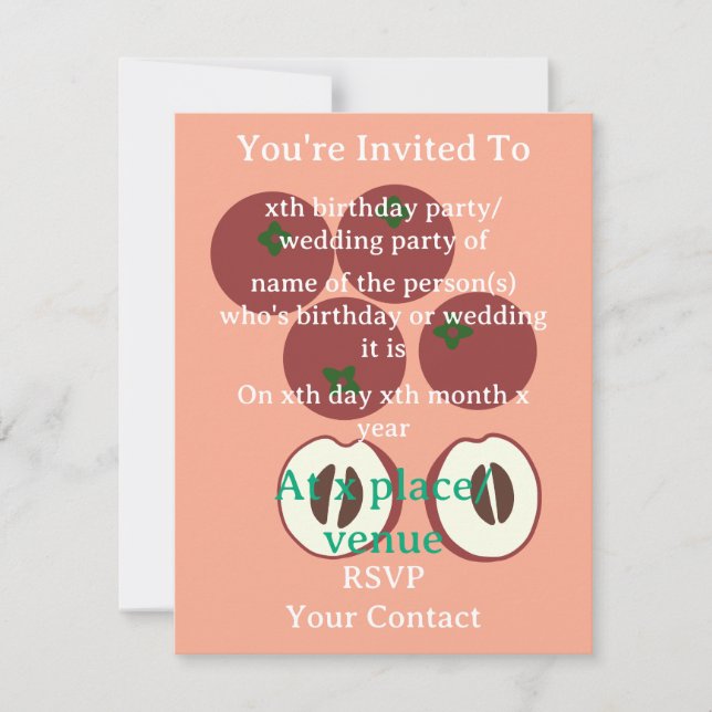Velvet Apple Invitation Card (Front)