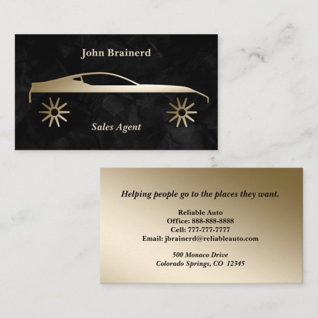 Velvet Black and Gold Auto Business Card (Front/Back)