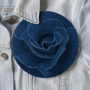 Velvet blue rose 6 cm round badge