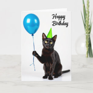 Velvet Cat Party Hat Card