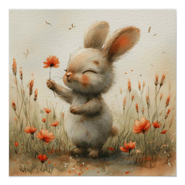 Velvet Ears Euphoria: A Bit of Whimsy Bunny Poster (Front)