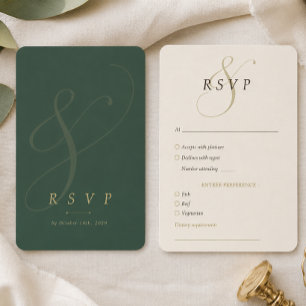 Velvet Forest Emerald Gold Wedding RSVP Card